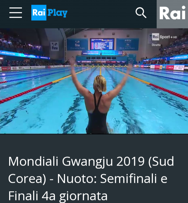 200sl ORO di Federica Pellegrini Mondiali Corea 2019 /screenshot RaiSport
